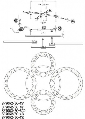 Потолочная люстра Oden SF7052/5C-AB-BL