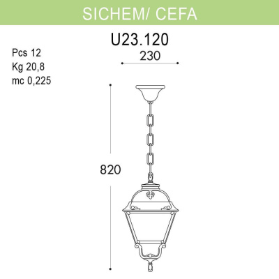 Уличный подвесной светильник Fumagalli Sichem/Cefa U23.120.000.WYF1R